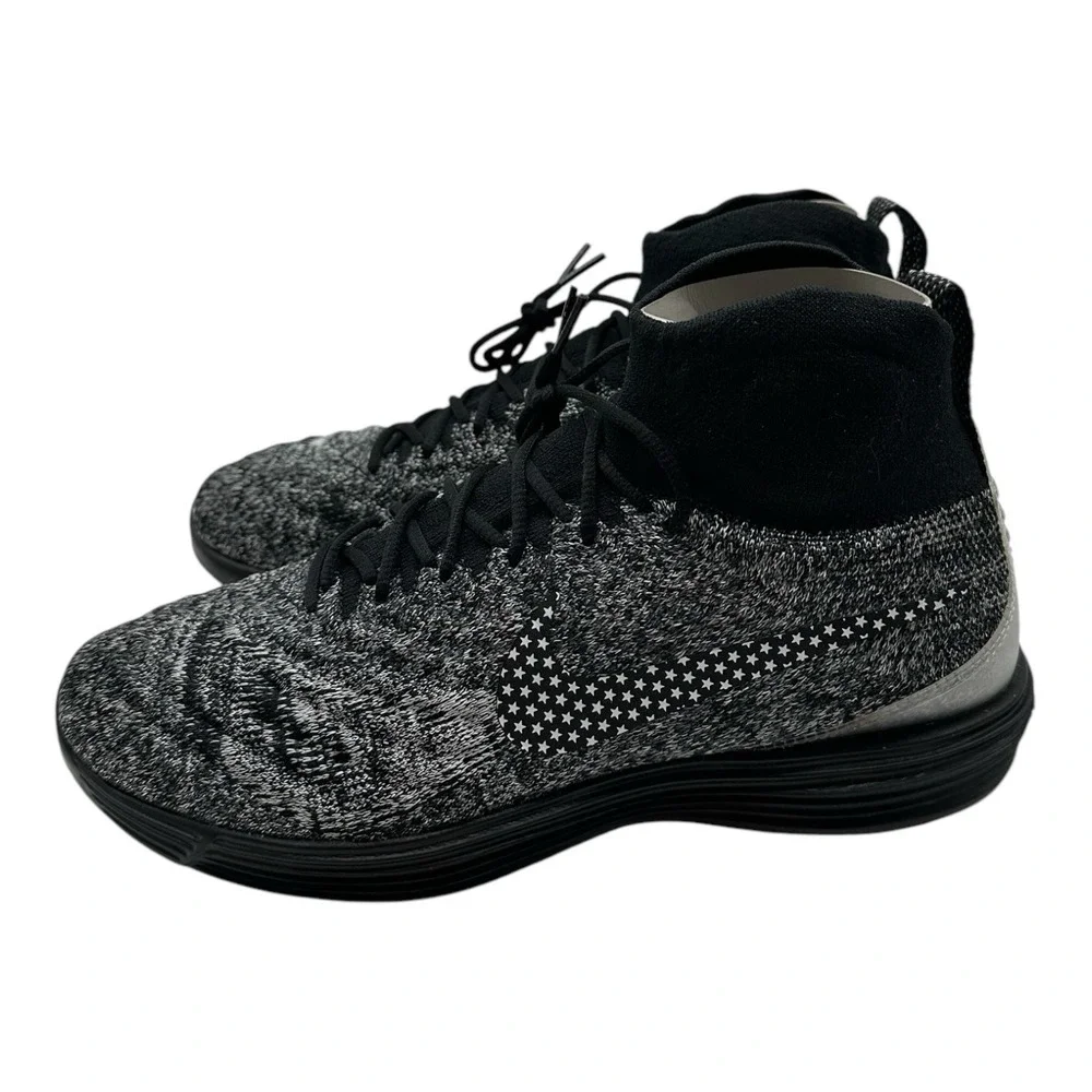 Nike Lunar Magista II Flyknit FC Shoes Mens 9 Black White Sneakers 876385-001‎